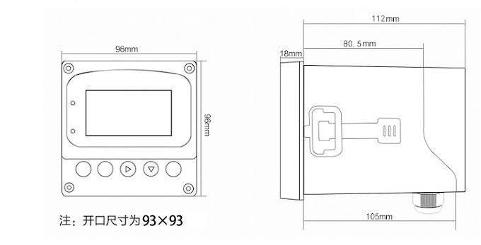 ph/orp测量仪产品尺寸接线