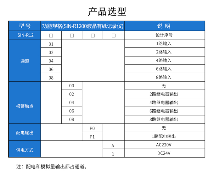 有纸记录仪选型表