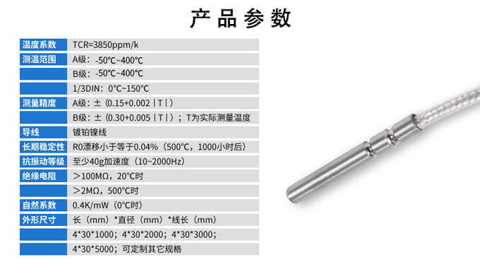 引线式温度传感器参数